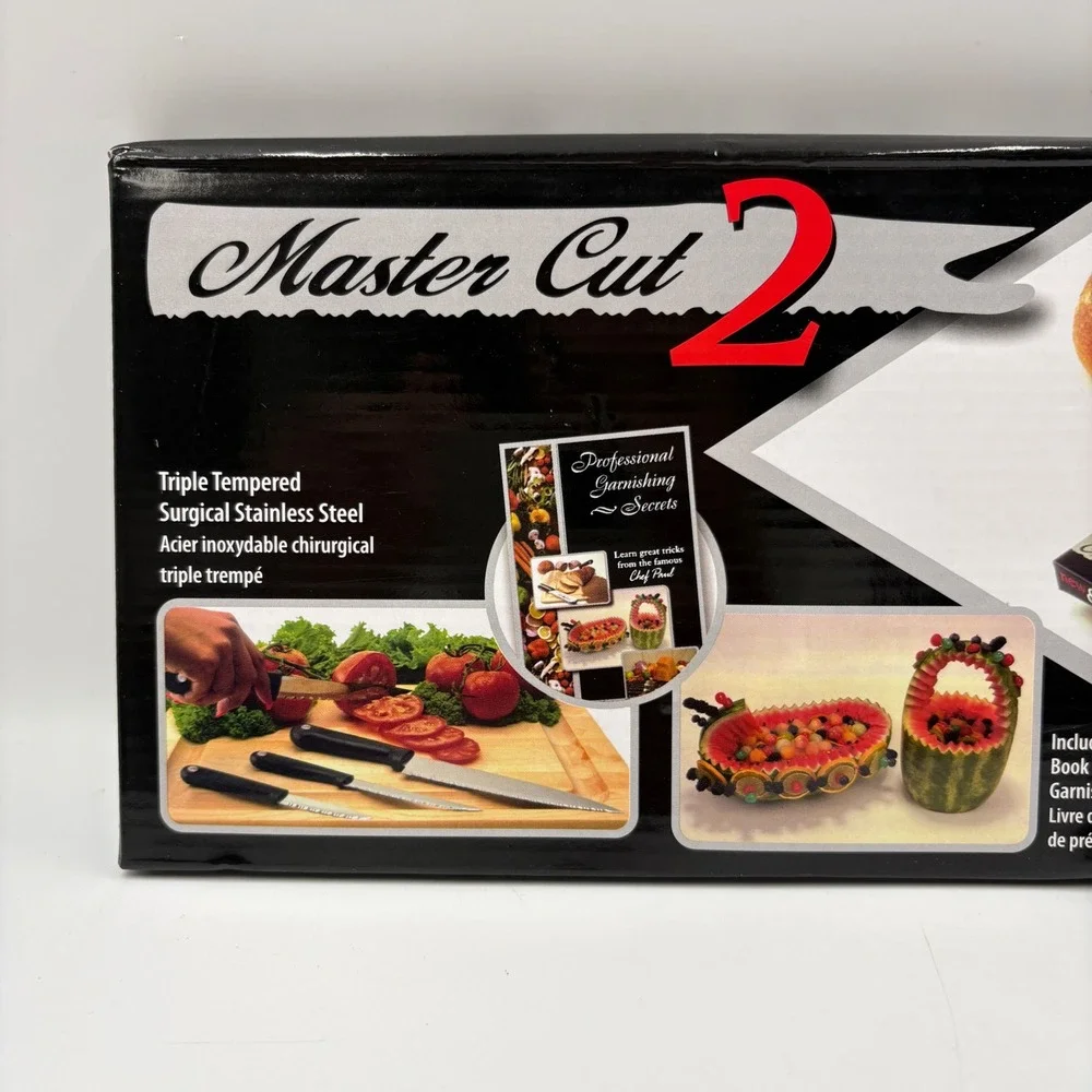Master Cut 2 Knife Set Kitchen 9pc Black Surgical Stainless Steel Garnishing